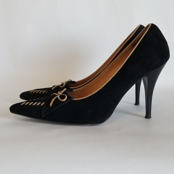 Carlos Santana Black Suede Pointy Toe Heels Sz 9.5 - Picture 3 of 7